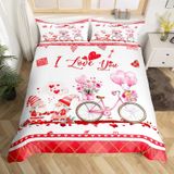 NDXRWDZR Tek Kişilik Yatak Seti Romantik Çift Nevresim Takımı, Çocuklar için Yumuşak Hipoalerjenik Mikrofiber Nevresim Kılıfı, Fermuarlı 1 Nevresim 135x200 cm + 2 Yastık Kılıfı 50x75 cm