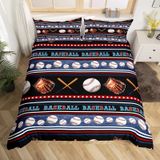 NDXRWDZR Yatak Örtüsü 105 Beyzbol Nevresim Takımı, Kızlar için Çocuklar için Fermuarlı Yumuşak Nefes Alabilir Mikrofiber Nordik Kılıflar 180 x 220 cm + 2 Yastık Kılıfı 50 x 8