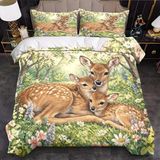 NDXRWDZR Yatak Örtüsü 105 Geyik Sika Yatak Çarşafı Kızlar için Çocuklar için Fermuarlı Yumuşak Nefes Alabilir Mikrofiber Nordik Kılıflar 180 x 220 cm + 2 Yastık Kılıfı 50 x