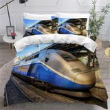NDXRWDZR Yatak Örtüsü 105 Tren Yüksek Hızlı Nevresim Takımı, Kızlar için Çocuklar için Fermuarlı Yumuşak Nefes Alabilir Mikrofiber Nordik Kılıflar 180 x 220 cm + 2 Yastık Kılıfı 50 x 8
