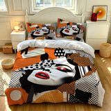 NDXRWDZR Yatak Örtüsü 135 Dudak Kırmızı Sanatsal Çocuklar için Yetişkinler için Fermuarlı Yumuşak Nefes Alabilir Mikrofiber Nordik Kılıflar 220 x 220 cm + 2 Yastık Kılıfı 50 x 80 cm