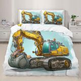 NDXRWDZR Yatak Örtüsü 135 Ekskavatör Yatak Çarşafı Çocuklar için Yetişkin Fermuarlı Yumuşak Nefes Alabilir Mikrofiber Nordik Kılıflar 220 x 220 cm + 2 Yastık Kılıfı 50 x 8