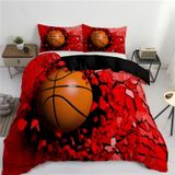 NDXRWDZR Yatak Örtüsü 135 Yatak Kırmızı Basketbol Nevresim Takımı Çocuklar Yetişkinler için Fermuarlı Yumuşak Nefes Alabilir Mikrofiber Nordik Kılıflar 220 x 220 cm + 2 Yastık Kılıfı 50 x 8