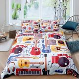 NDXRWDZR Yatak Örtüsü 135 Yatak Müzik Enstrümanı Çocuklar Yetişkinler için Fermuarlı Yumuşak Nefes Alabilir Mikrofiber Nordik Kılıf 220 x 220 cm + 2 Yastık Kılıfı 50 x 80 cm