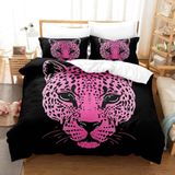 NDXRWDZR Yatak Örtüsü 135 Yatak Örtüsü Leopar desenli pembe nevresim takımı, çocuklar için yetişkinler için, fermuarlı yumuşak nefes alabilen mikrofiber nordik kılıflar, 220 x 220 cm + 2 yastık kılıfı
