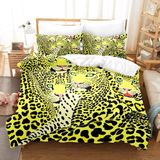 NDXRWDZR Yatak Örtüsü 135 Yatak Örtüsü Leopar Desenli Sarı Yetişkinler için Çocuklar için Fermuarlı Yumuşak Nefes Alabilir Mikrofiber Nordik Kılıflar 220 x 220 cm + 2 Yastık Kılıfı 50 x 8