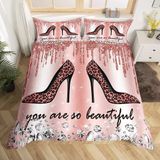 NDXRWDZR Yatak Örtüsü 135 Yüksek Topuklu Yatak Çocuk Yetişkinler için Fermuarlı Yumuşak Nefes Alabilir Mikrofiber Nordik Kılıflar 220 x 220 cm + 2 Yastık Kılıfı 50 x 80 cm