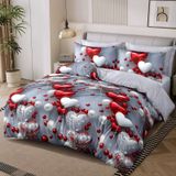 NDXRWDZR Yatak örtüsü 150 Aşk Gri Yatak Örtüsü, Çocuklar için Yetişkinler için Fermuarlı Yumuşak Nefes Alabilir Mikrofiber Nordik Kılıf 240 x 220 cm + 2 Yastık Kılıfı 50 x 80 cm