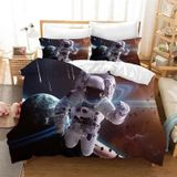 NDXRWDZR Yatak örtüsü 150 astronot uzay yatak örtüsü, çocuklar için 150 cm, yetişkinler için, fermuarlı, yumuşak nefes alabilen mikrofiber, kuvvetli kılıf, 240 x 220 cm + 2 yastık kılıfı 50 x 80 cm