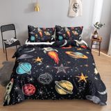 NDXRWDZR Yatak örtüsü 150 yatak örtüsü uzay gezegeni, yatak örtüsü, 150 cm, çocuklar için, yetişkinler için, fermuarlı, yumuşak nefes alabilir, mikrofiber, kuvvet kılıfı, 240 x 220 cm + 2 yastık