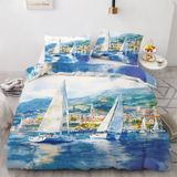 NDXRWDZR Yatak örtüsü 150 Yelkenli mavi yatak örtüsü, çocuklar için 150 cm, yetişkinler için, fermuarlı, yumuşak nefes alabilen mikrofiber, kuvvetli kılıflar, 240 x 220 cm + 2 yastık kılıfı 50 x 80 cm