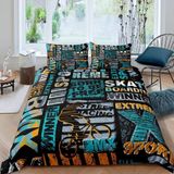 NDXRWDZR Yatak örtüsü 90 çocuk dağ bisikleti yorgan kızlar için 90 yaş yatağı fermuarlı yumuşak nefes alabilen mikrofiber nordik kılıflar 150 x 220 cm + 2 yastık kılıfı 50 x 80 cm