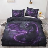 NDXRWDZR Yatak örtüsü 90 çocuk ejderhası mor yorgan kızlar için 90 yaş yatağı fermuarlı yumuşak nefes alabilen mikrofiber nordik kılıflar 150 x 220 cm + 2 yastık kılıfı 50 x 80 cm
