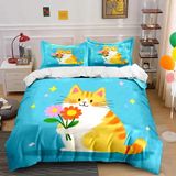 NDXRWDZR Yatak örtüsü 90 çocuk kedi sarı yorgan kızlar için 90 yaş yatağı fermuarlı yumuşak nefes alabilen mikrofiber nordik kılıflar 150 x 220 cm + 2 yastık kılıfı 50 x 80 cm