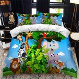 NDXRWDZR Yatak örtüsü 90 çocuk orman hayvanları yorgan kızlar için 90 yaşlı yatak fermuarlı yumuşak nefes alabilen mikrofiber nordik kılıflar 150 x 220 cm + 2 yastık kılıfı 50 x 80 cm