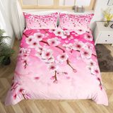 NDXRWDZR Yatak örtüsü 90 çocuk sakura pembe yorgan yatak 90 yaşlı kızlar için fermuarlı yumuşak nefes alabilen mikrofiber nordik kılıflar 150 x 220 cm + 2 yastık kılıfı 50 x 80 cm