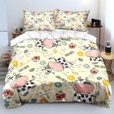 NDXRWDZR Yatak örtüsü 90 çocuk sarı inek yorgan yatak 90 yaşlı kızlar için fermuarlı yumuşak nefes alabilen mikrofiber nordik kılıflar 150 x 220 cm + 2 yastık kılıfı 50 x 80 cm