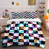 NDXRWDZR Yatak örtüsü 90 çocuk satranç tahtası yorgan kızlar için 90 yaşlı yatak fermuarlı yumuşak nefes alabilen mikrofiber nordik kılıflar 150 x 220 cm + 2 yastık kılıfı 50 x 80 cm