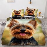 NDXRWDZR Yatak Örtüsü Yatak 135 Terrier de Yorkshire Yatak Örtüsü Çocuklar için Yetişkin Fermuarlı Yumuşak Nefes Alabilir Mikrofiber Nordik Kılıflar 220 x 220 cm + 2 Yastık Kılıfı 50 x 8