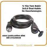 NE-AD Kauçuklu Tekli ( 1 ile 10 Metre) 3x2.5 Ünal Kablo Seyyar Topraklı Uzatma ( 3x2.5 Hes Kablo Tam Bakır) Ttr Kablo HO5VV-F - 8 METRE