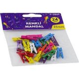 Ne Alırsan Ucuz Küçük Boy Renkli Mandal 25 mm. - 24 Adet