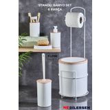 Ne Dilersen Banyo Seti Metal Standlı Tuvalet Wc Kağıtlık 6'lı Lüks Set