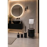 Ne Dilersen Lüks 6'lı Siyah Banyo Seti Metal Standlı Tuvalet Wc Kağıtlık Şık Tasarım