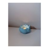 N&E Studio El Yapımı Lotus Mavi Mum Tabağı | Tealight Mumluk | Kına Hediyeliği | Nişan Hediyeliği