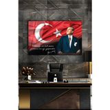 Ne Verelim Size Atatürk Portre Ve Türk Bayrağı Vatanını En Çok Seven Görevini En İyi Yapandır Cam Tablo, Hediyelik