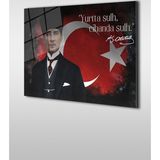Ne Verelim Size Atatürk Ve Türk Bayrağı 2 Özel Tasarım Yatay Cam Tablo