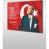 Ne Verelim Size Atatürk Ve Türk Bayrağı Özel Tasarım Yatay Cam Tablo