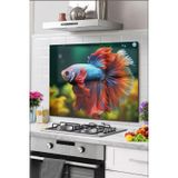 Ne Verelim Size Cam Ocak Arkası Koruyucu Tezgah Ankastre Arkası Koruyucu 60X52 Cm | Süslü Balık