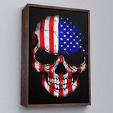 Ne Verelim Size Çerçeveli Amerika Bayrağı Ve Kurukafa Dekoratif Duvar Tablosu-6356