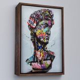 Ne Verelim Size Çerçeveli Banksy Antik Kafa Çizimi Renkli Poster, Michelangelo Sokak Sanatı Kanvas Tablo-5318