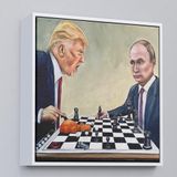 Ne Verelim Size Çerçeveli Donald Trump - Santranç Oynarken Tablosu-8316