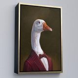 Ne Verelim Size Çerçeveli Gözlüklü İnsan Vücutlu Kaz Pop Art Kanvas Tablo-5245