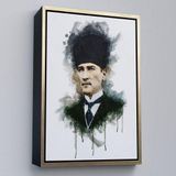 Ne Verelim Size Çerçeveli Mustafa Kemal Atatürk'Ün Suluboya Görünümlü Portresi Dekoratif Kanvas Tablo-78