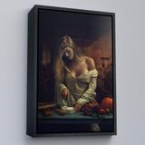 Ne Verelim Size Çerçeveli Peynir Kesen Güzel Kadın Dekoratif Duvar Tablosu-6299