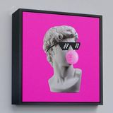Ne Verelim Size Çerçeveli Piksel Gözlüklü David'İn Kafasının Alçı Heykeli Kanvas Tablo, Pop Art-5064