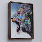 Ne Verelim Size Çerçeveli Renkli Kükreyen Aslan Kanvas Tablo, Pop Art, Sokak Sanatı-5316