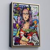 Ne Verelim Size Çerçeveli Renkli Mona Lisa Banksy Kanvas Tablo, Sokak Sanatı, Pop Art-5306