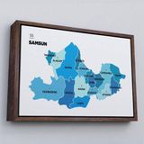Ne Verelim Size Çerçeveli Samsun İli Ve İlçeler Haritası Dekoratif Kanvas Tablo-1447