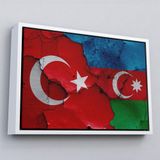 Ne Verelim Size Çerçeveli Türkiye Azerbaycan Bayrak Desenli Dekoratif Kanvas Tablo-6516