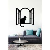 Ne Verelim Size Çift Açılır Penceredeki Kedi Duvar Özel Sticker Yapıştırma (Sudan Ve Nemden Etkilenmez)