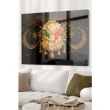 Ne Verelim Size Gold Detaylı Osmanlı Tuğrası | Osmanlı Temalı Cam Tablo | 50X70 Cm