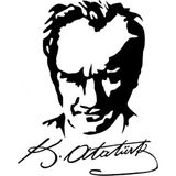 Ne Verelim Size Kemal Atatürk Silueti Ve İmzası Oto Cam Özel Sticker 20*15 Cm