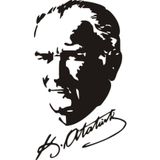Ne Verelim Size Kemal Atatürk Ve İmzası Tasarım Oto Arka Cam Özel Sticker Siyah 20*13 Cm