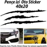 Ne Verelim Size Monster Canavar Pençe Izi Uzun Far Özel Sticker Siyah 40*20 Cm