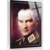 Ne Verelim Size Mustafa Kemal Atatürk Üniformalı Cam Tablo 10 Kasım Atatürk Tablo Türk Bayrağı Tablo Ofis Dekor