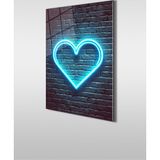 Ne Verelim Size Neon Stil Mavi Kalp Dikey Cam Tablo